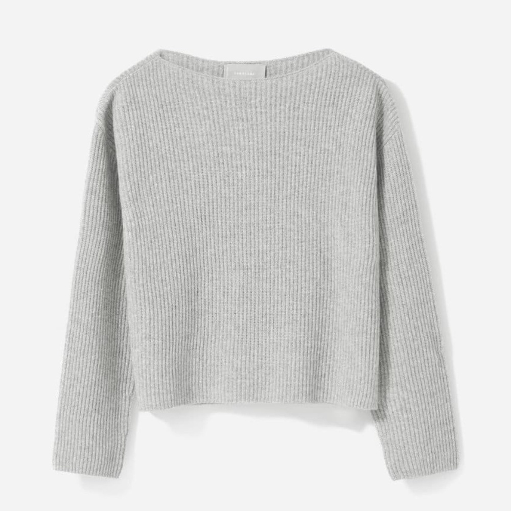 NWOT Everlane Cashmere Rib Boatneck Sweater Gray